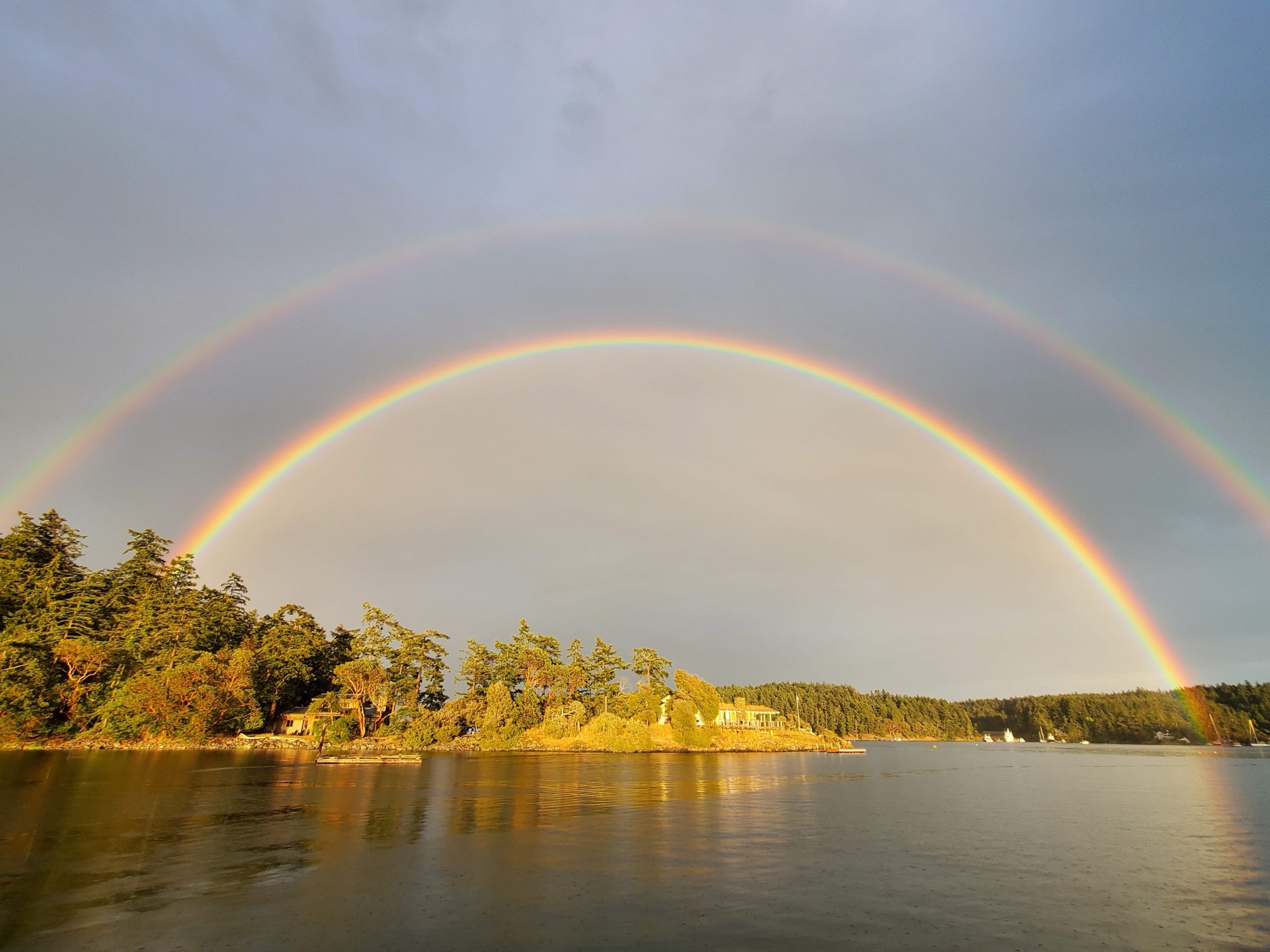 Double rainbow over Friday Harbor. Photo by Brian.